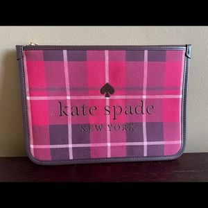 Kate Spade Ella Plaid Large Zip Pouch
